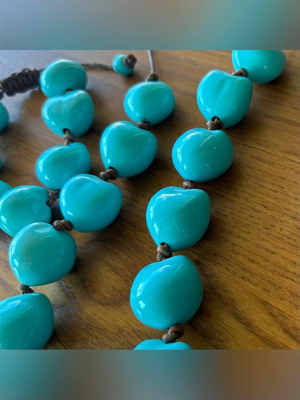 Turquoise Painted Kukui Nut Necklace and Bracelet